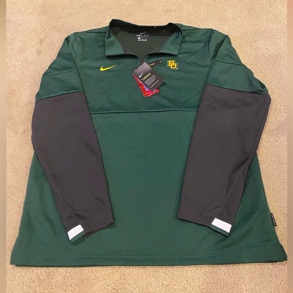 Green Baylor Bears Nike Zip pull over Dri-Fit Men’s Size Large NWT